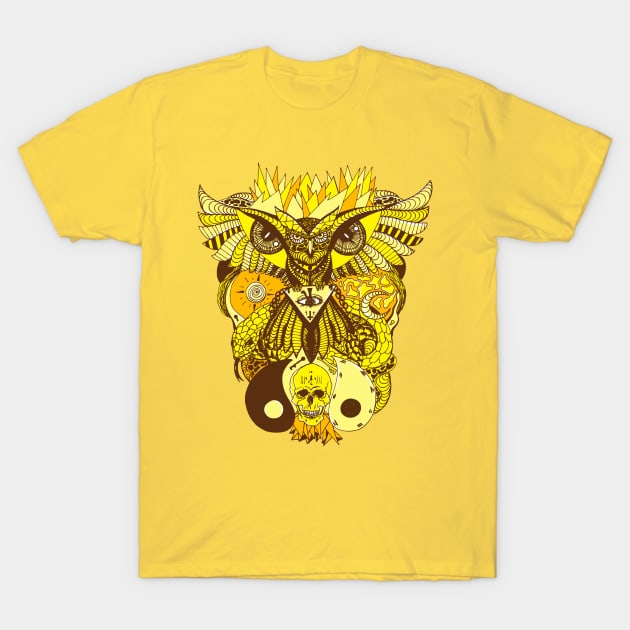 Sorange Owl And Ageless Skull T-Shirt by kenallouis